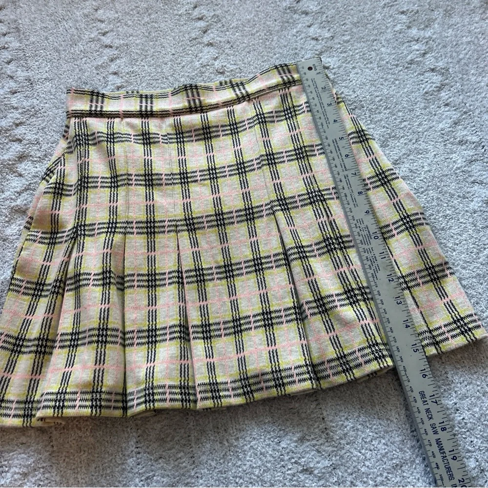 Free People Honey Pleated Skirt Retro Sunshine Combo Sz‎ 2 Preppy Light Academia